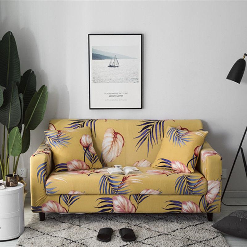 Stretch-Sofabezug mit Blumendruck, elastischer Möbelschutz, Schonbezüge, Couchbezug, 1/2/3/4-Sitzer-Sofabezug für Wohnzimmer