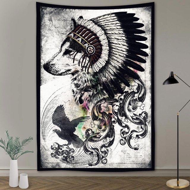 Simsant Forest Wildlife Tapestry Psychedelic Lion Forest Wall Hanging Tropical Plants Nature Landscape Dorm Bank