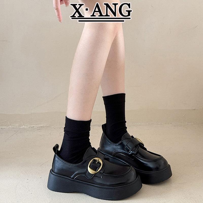 Leather platform women's small leather shoes autumn new Mary Jane shoes Velcro single shoes