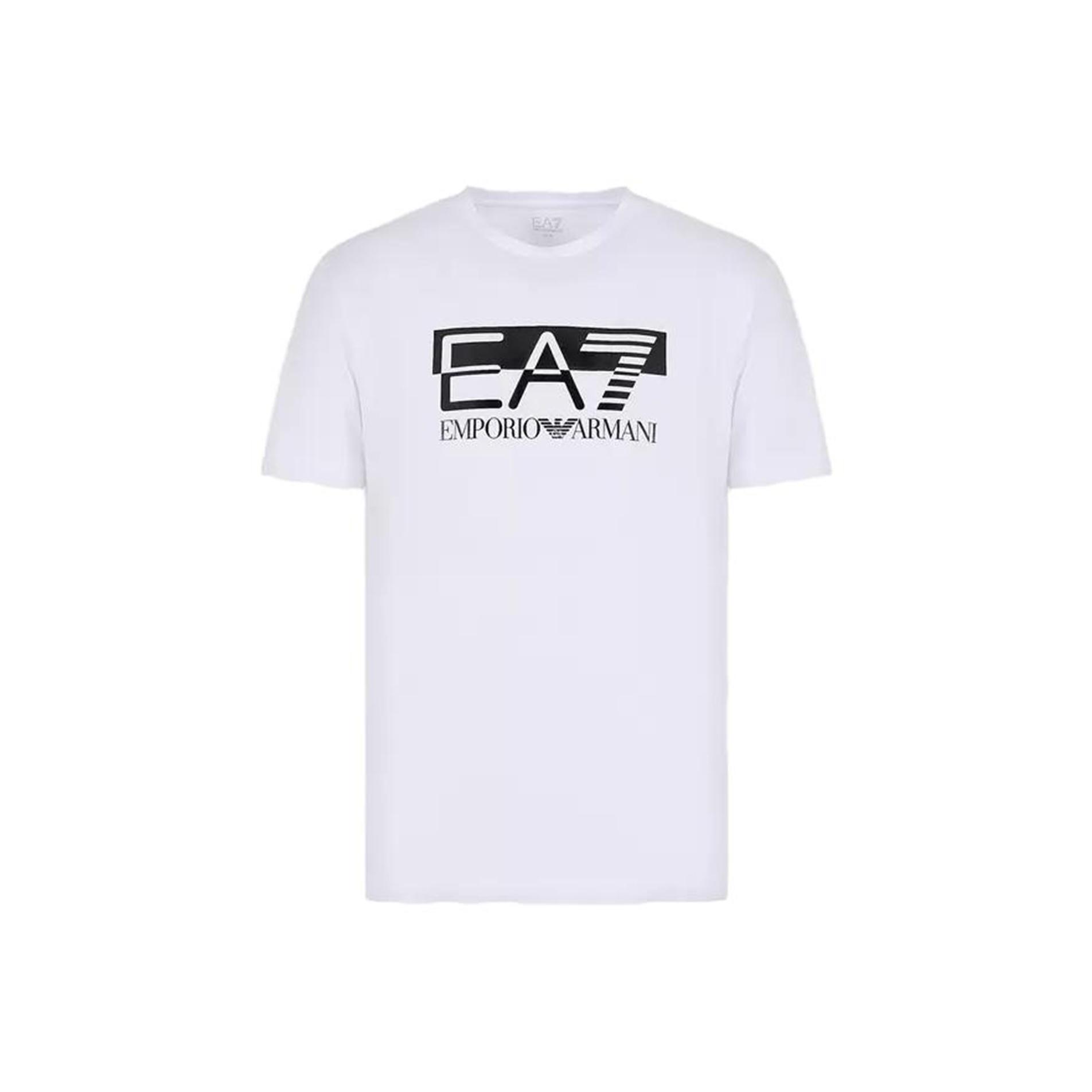 Emporio Armani FW23 EA7 Serie Letterprint Ronde Hals Korte Mouw T-shirt Heren Tops Wit 6RPT62PJ03Z0100 XXXL