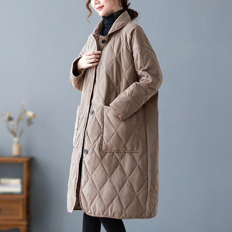 Thickened Cotton Coat for Plus Size Women - Loose, Warm, Mid-Length Winter Outerwear