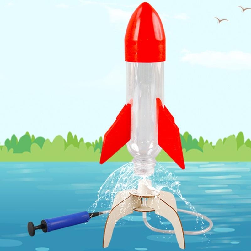 Educational DIY Water Rockets Model Launchers Science Experiment Handcraft Projects With Wooden Materials For Students