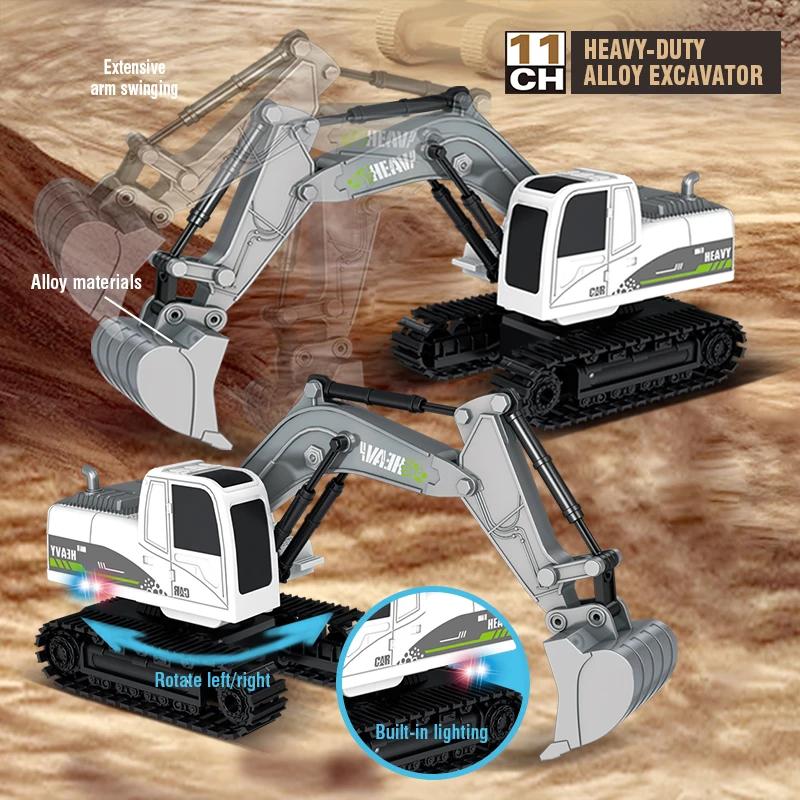 Non-Toxic Rc Excavator Dumper Truck 1/24 11Ch Remote Control Car Music Radio Control Car Engineering Vehicle Toys Christmas Gifts Children Kid