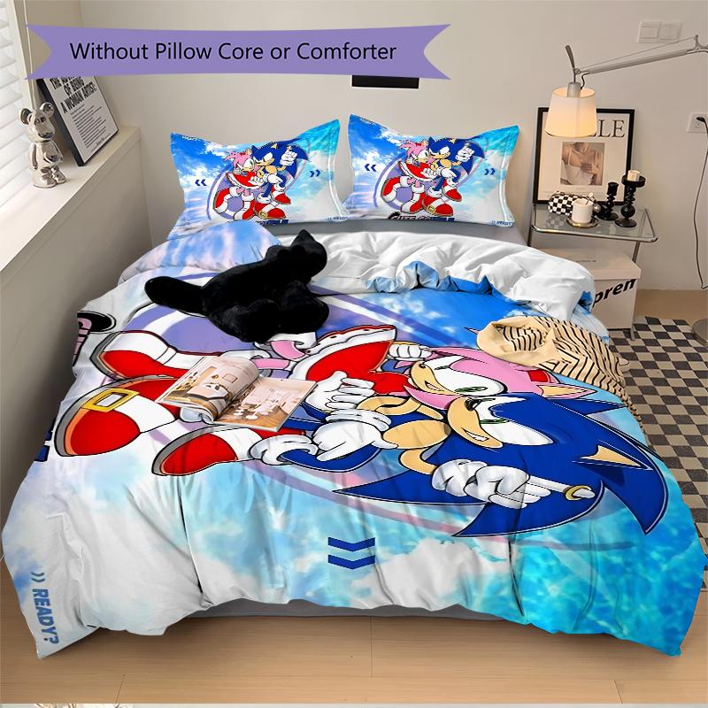 Sonic Amy Adventure Printed 3pcs Bedding Set Soft Microfiber 1 Duvet Cover And 2 Pillowcases Home Bedroom Decor Xmas Gift K1477
