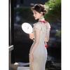 Champagne engagement cheongsam women's new Chinese summer sexy daily dress 1011 new improved young model