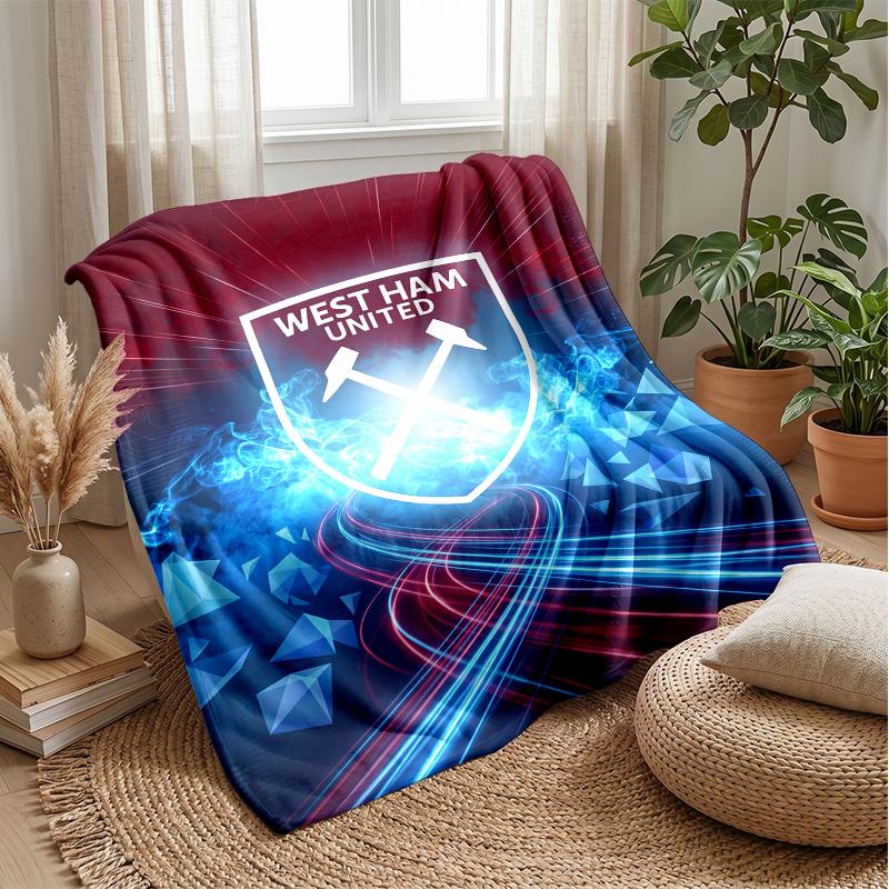 Coperta in Flanella con Stampa West Ham United, Morbida Calda Leggera Coperta da Divano Letto Campeggio