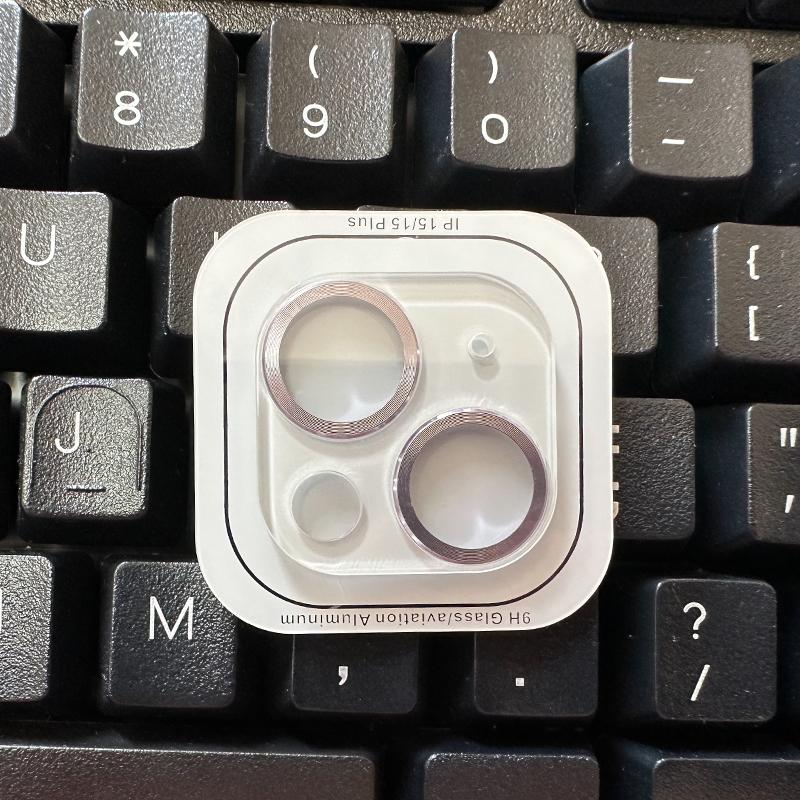 For iPhone 14 15 Pro Max / 14 15 Plus Rear Camera Lens Tempered Glass + Metal Protector Ring