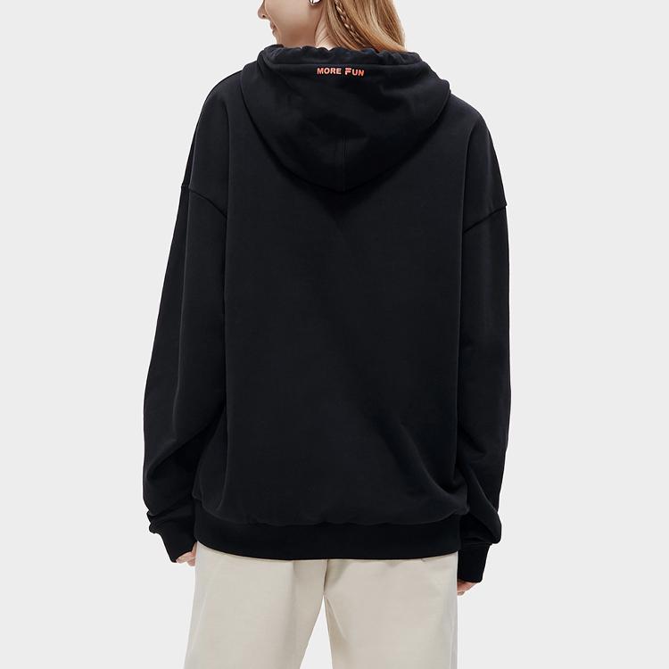 Fila Fusion Logo Print Loose Drawstring American Style Hoodie Men Hoodies Black T11U313201FBK
