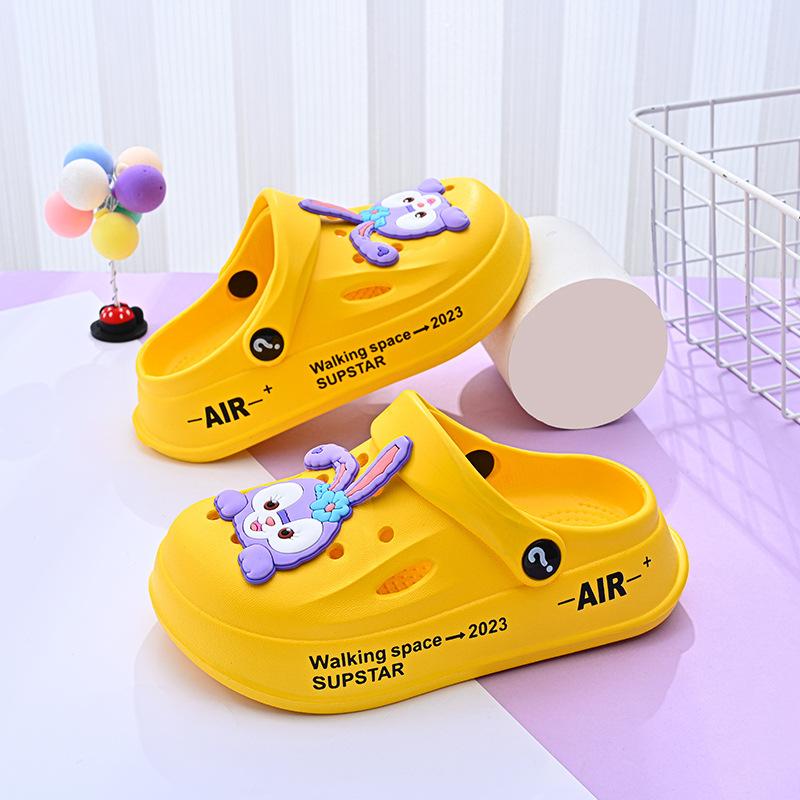 

Модная забавная и мультяшная летняя обувь для девочек, дышащие нескользящие клоги Yellow,220mm