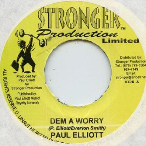 

7inch Record PAUL ELLIOTT - Dem A Worry Stronger Produc 2001 Jamaica Reggae, Ska & Dub