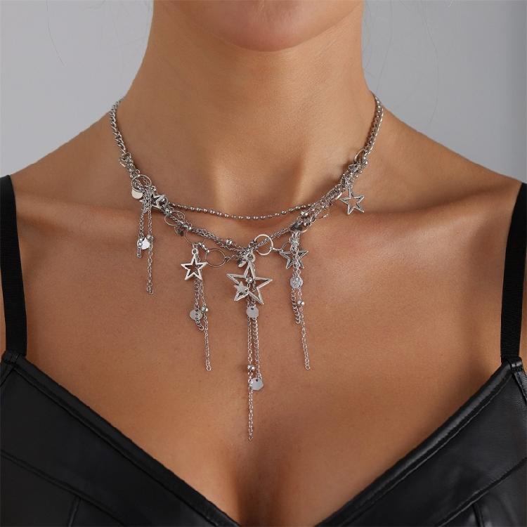 Star Drop Chain Necklace With Delicate Tassels Everyday Elegant Jewelry for Various Occasions