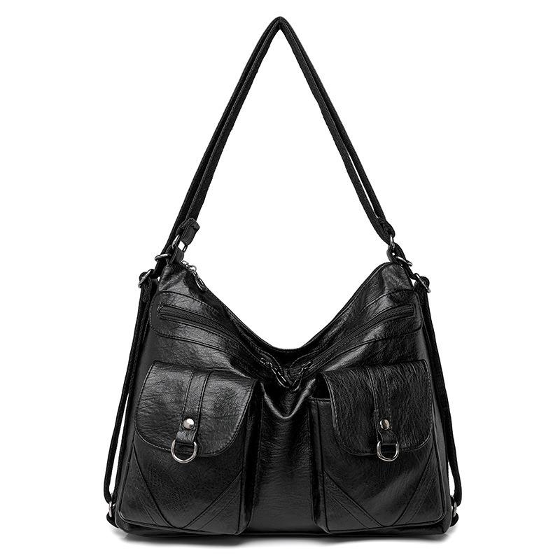 Solid color women's bag new women's bag retro soft leather shoulder crossbody large capacity backpack women's bag