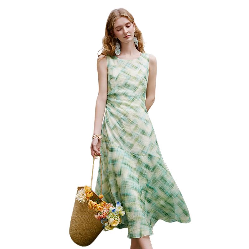 

Xiangying French Style Mint Green Sleeveless Fishtail Midi Dress XL
