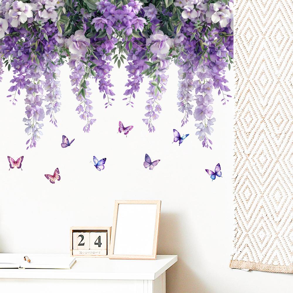 Flower Plants Wall Stickers Home Decoration Bedroom Adhesive Decals Wallpaper