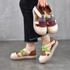 Johnature Genuine Leather Mixed Colors Hollow-out Sandals Casual Round Toe Thick Soled Women's Shoes