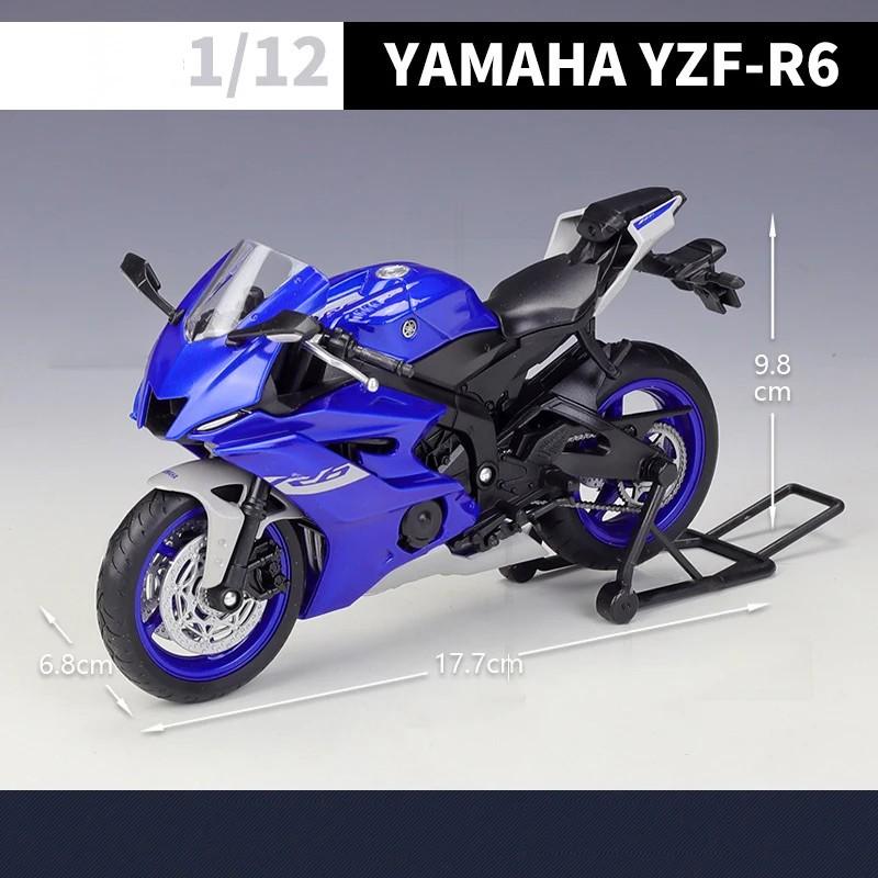 WELLY 1/12 Yamaha YZF-R6 Alloy Motorcycle Model Diecast Toy Cars Toys Racing Car Models for Childrens Vehicles Collection Gifts