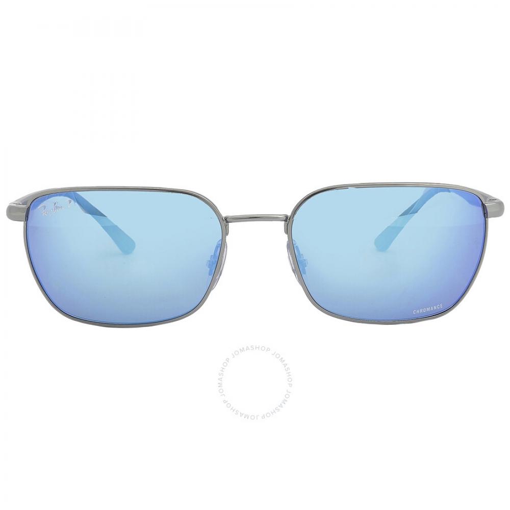 

Ray Ban Polarized Gray Mirrored Blue Rectangular Unisex Sunglasses RB3684CH 004 4L 58