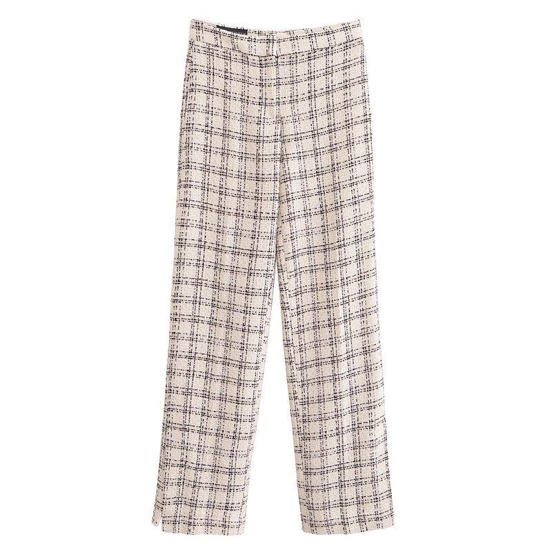 

24 Fall and Winter New Women s Clothing Gingham Textured Sleeveless Tweed Vest Waistcoat Pants 8011128 8010128 Long pants L