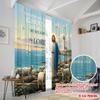 2pcs 2D flat printing Party Curtain Jesus Sheep Lord Joshua Polyester Without Electricity Festive Holiday Perfect for Home Wall