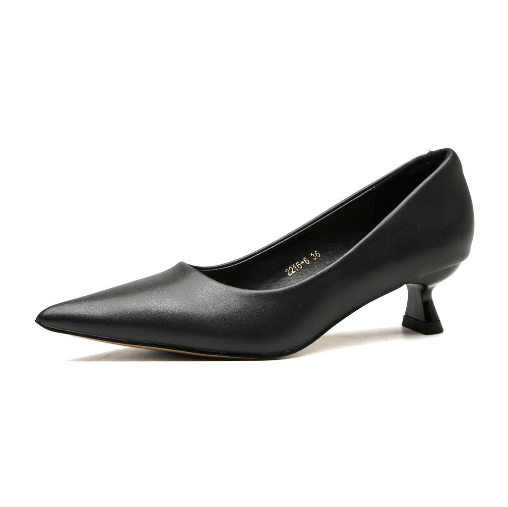 pointed head shallow mouth temperament plain single shoes women's 2025 new professional kitten heel fashion versatile retro high heels