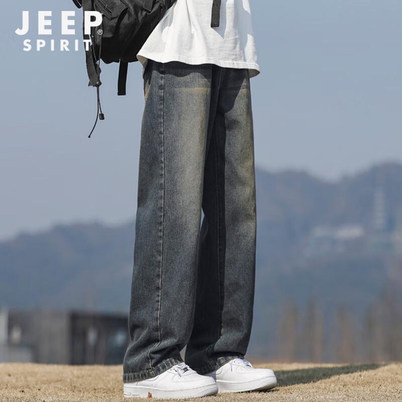 JEEP SPIRIT Men's Retro Loose Straight Leg Jeans