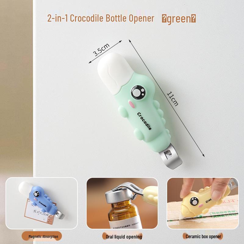 2-in-1 Cartoon Magnetic Bottle Opener & Box Cutter - Refrigerator Magnet & Medicine Cap Opener for Kids Home Use