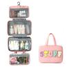 Polyester Travel Toiletry Bag With Dry Wet Separation And Hanging Design For Home And Travel Use