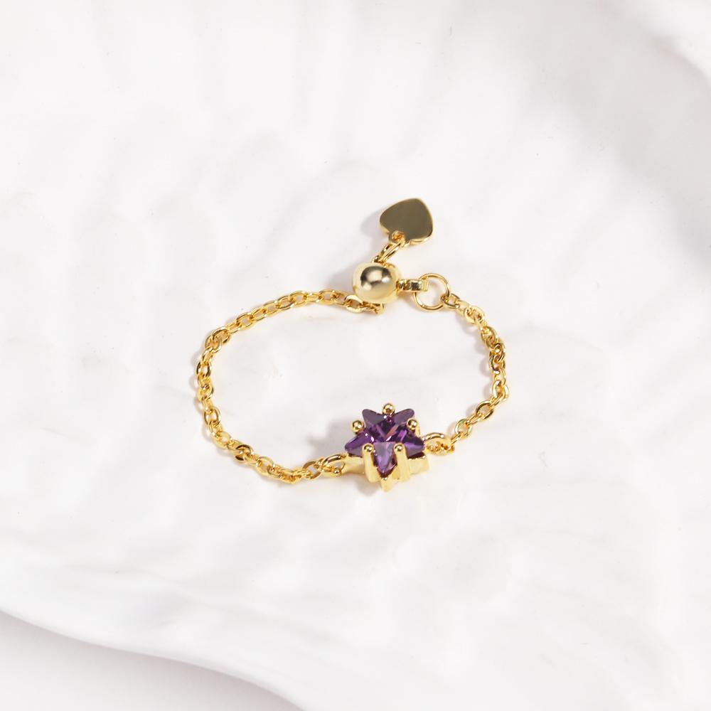 High Quality Adjustable Colored Zircon Star Pull-out Chain Rings For Women Fashion New Jewelry Gift Party Wedding Anillos Mujer