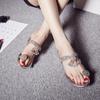 2024 Summer Sandals Women Shoes Rhinestone Flat Ladies Sandals Gold Silver Plus Size 41 A2126