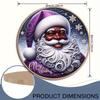 1 elegant purple black Santa Claus circular plaque, Merry Christmas home, door and room wall decoration, perfect holiday gift
