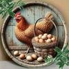 Vintage Round Chicken Metal Sign 20x20cm Kitchen Wall Decor