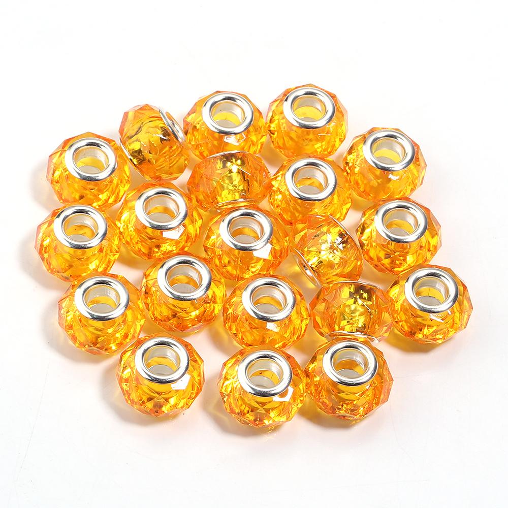 20pcs/Lot Transparent Color Faceted Resin Beads Big Hole Spacer Loose Beads for Jewelry Making DIY Bracelet Necklace