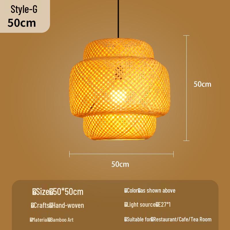 Bamboo Woven Lantern Light for Chinese Restaurant or Teahouse - Rattan Straw Hat Pendant Light