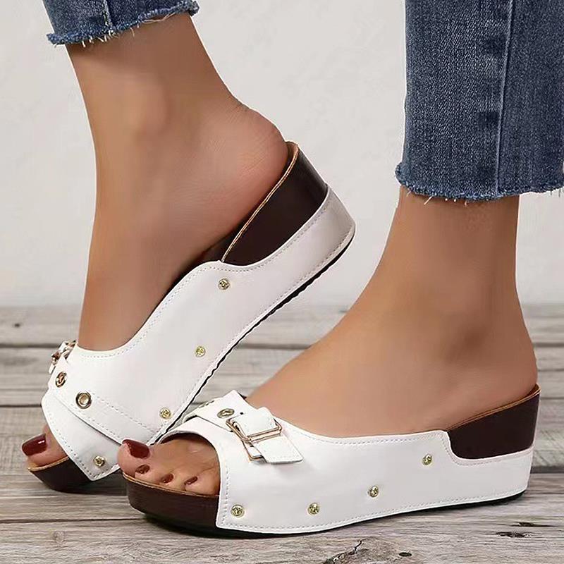 Fashion Women Sandals 2024 Fashion Heels Shoes For Women Summer Sandals Slip On Wedges Zapatos Mujer Outdoor Slippers Platform Sandals