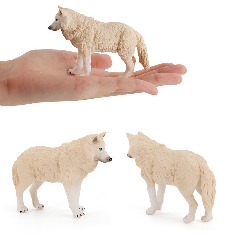 9-Piece Wildlife Park Simulation: Solid Male Wolf, Howling Wolf, White Wolf, and Wolf Cub Figurine Set