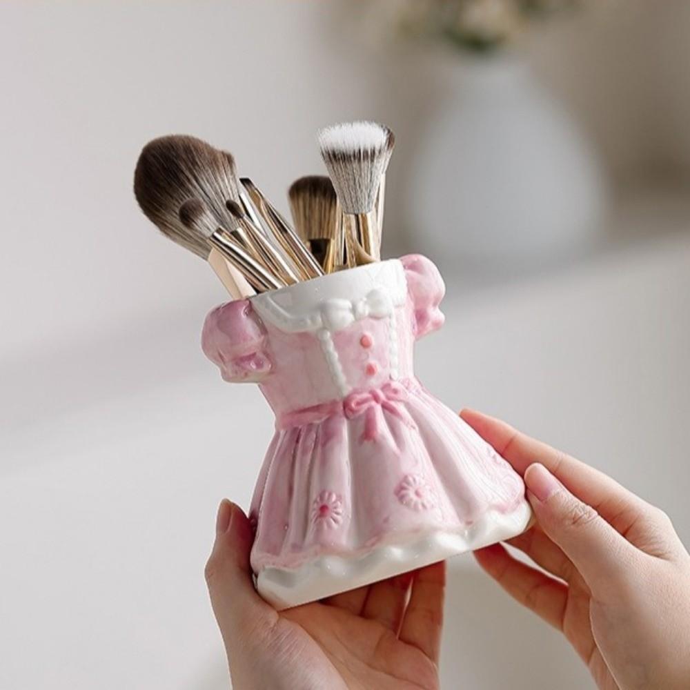 Ceramic Makeup Brush Holder Large Capacity Princess Dress Storage Box  Study Essential