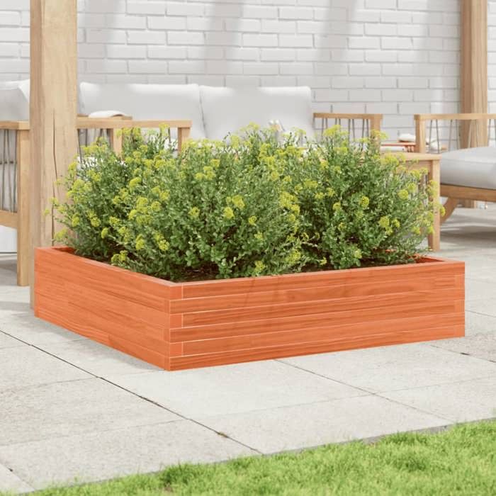VidaXL Planter Wax Brown 100x100x23 Cm Solid Pine Wood, Outdoor Planter, Flower Box, Plant Box, 847210
