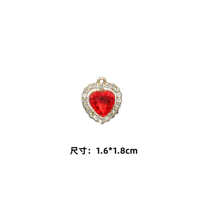 Alloy Diamond Belt Hanging Heart Pendant Color Transparent Necklace Bracelet Accessories Pendant Peach Heart Love Pendant