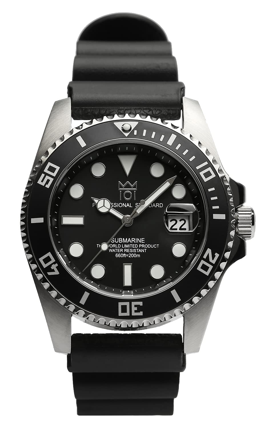 

[HYAKUICHI 101] №1 Часы для дайверов Hyakuichi Дата Водонепроницаемые наручные часы 20 АТМ HYAKU1-001 (Серебристо-черный каучук)