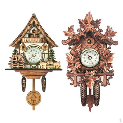 2 Stück Kuckucksuhr-Wanddekoration aus Holz im Vintage-Design