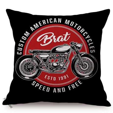 Vintage Motorcycle Club New York Motor Race Funky Throw Pillow Case Black Letter Print Live Fast Die Young Sofa Cushion Cover