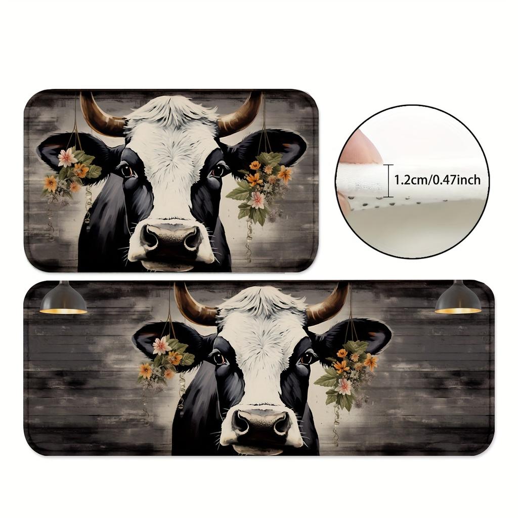 1Pcs Anti Fatigue Kitchen Rugs, Farmhouse  Print Waterproof Non-Slip Thick Cushioned Kitchen Mat Heavy Duty Comfort Standing Mat for Kitchen