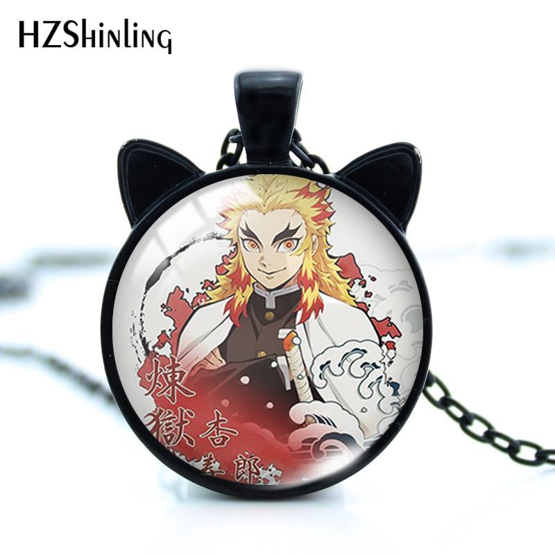 Stilvolle Anime Demon Slayer Nezuko Tanjiro Katzenohren Zeitstein Anhänger Halskette