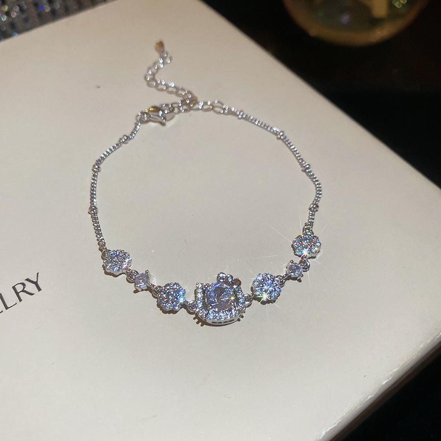 Korean Style Sparkly Multi-Layer Zirconia Bear Bracelet - Luxurious, Versatile Fashion Jewelry for Women