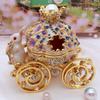 European Style Jewelry Storage Box,Pumpkin Cart White Rabbit Holder Alloy Inlaid Gem Ring Storage Jar Dresser Earrings Organizer