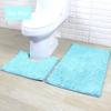 2 Piece Bath Mat Set Non Slip Toilet Pedestal Soft Foam  Shaggy Rug Chenille