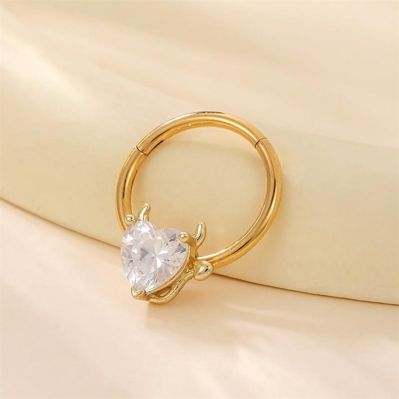 

1 шт. Медное циркониевое кольцо для пирсинга сосков в форме сердца дьявола для женщин и мужчин, подарок друзьям, сюрприз на свидание серебряный