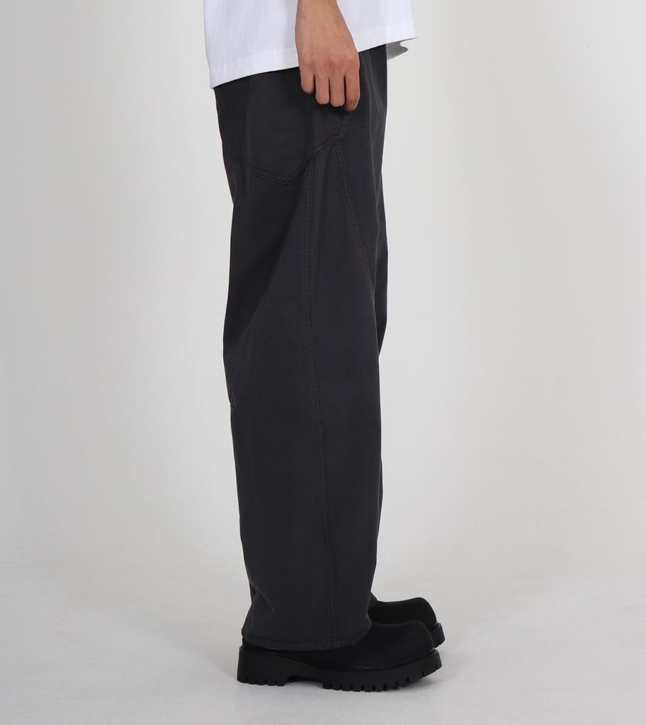 Beoteunseoul Side Big Pocket Curved Washed Cotton Pants (Dark Gray)