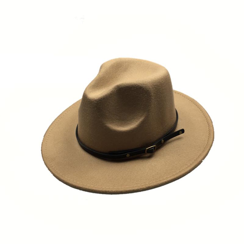 

Children fedora hat Black Belt small kids wide birm solid felted classic white black child casual formal Spring Autumn 2021 54CMno belt