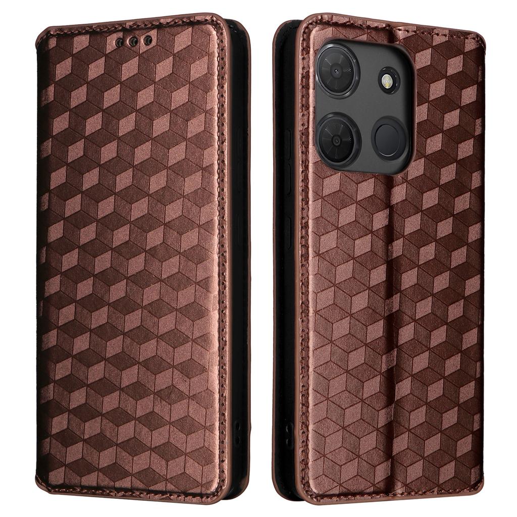 For TCL 503 Wallet Case Rhombus Imprinted Leather Phone Cover